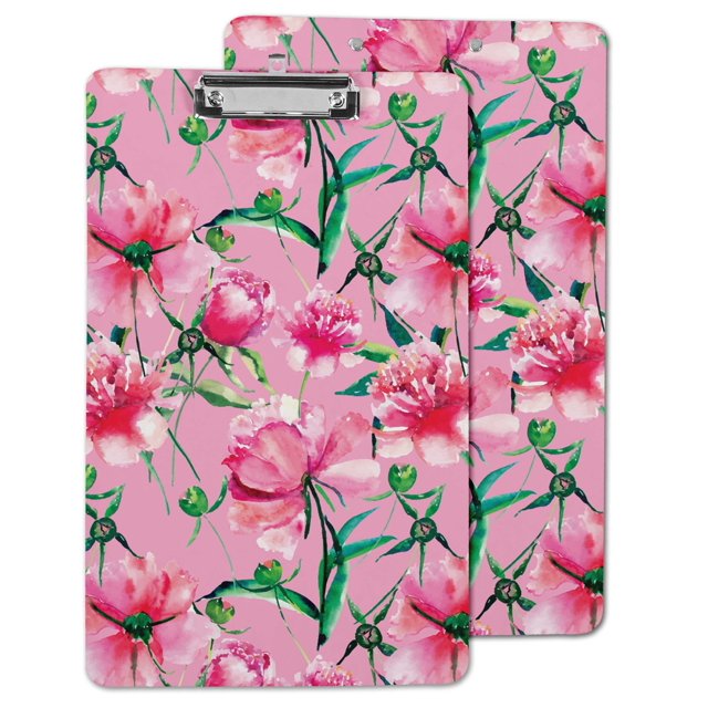 Inkdotpot Decorative Clipboard Letter Size Clipboard with Low Profile Clip,Retractable Key Hole for Hanging Paperboard for Office School w/ Free Marker & Eraser,Floral-9x15 Inch