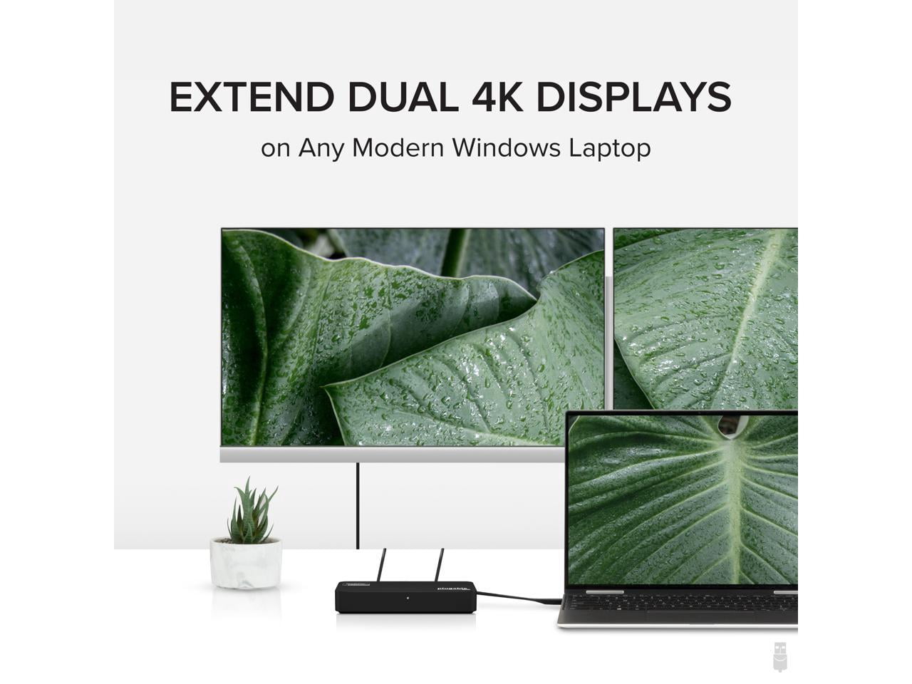 Plugable 4K DisplayPort and HDMI Dual Monitor Adapter for USB 3.0 and USB-C, Compatible with Windows and Mac