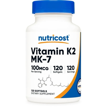 Nutricost Vitamin K2 MK-7 Softgels 100mcg, 120 Softgels - GMO-Free