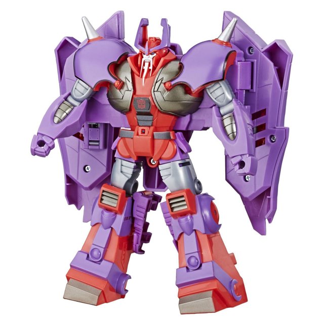 Transformers Toys Cyberverse Action Attackers Ultra Class Alpha Trion Action Figure in robot mode with purple and red armor, silver mechanical limbs, and large wing-like panels on its back, designed for easy 7-step transformation and Laser Beam Blast attack, suitable collectible for fans of robot transformation toys.
