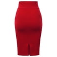 thumbnail image 3 of A2Y Women's Basic Solid Ponte Knee Length Slit Techno Span High Waist Pencil Skirt Red 1XL, 3 of 3