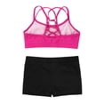 thumbnail image 4 of HULIJA 2 Pieces Sportswear Ballet Dance Workout Training Bra Top with Short Yoga Gym Activewear Set Rose Red 4, 4 of 5