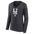 thumbnail image 2 of Women's Charcoal New York Mets Monochrome Long Sleeve V-Neck T-Shirt, 2 of 3