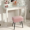 thumbnail image 2 of Faux Fur Vanity Stool with Storage, Doubles As a Side Table and Footstool for Couch, 18.7" H Makeup Vanity Chair with 4 Metal Legs for Bedroom, Living Room, Entryway (Pink), 2 of 8