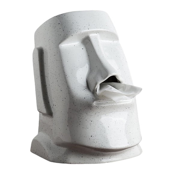 Funda para caja de pañuelos con estatua de Moai de la Isla de Pascua, caja decorativa para papel higiénico, servilleta blanco