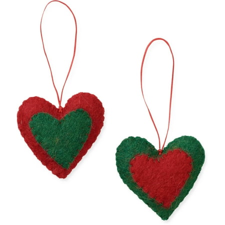 2-Piece Heart Ornament Set by Friends Handicrafts for Global Goods Partners