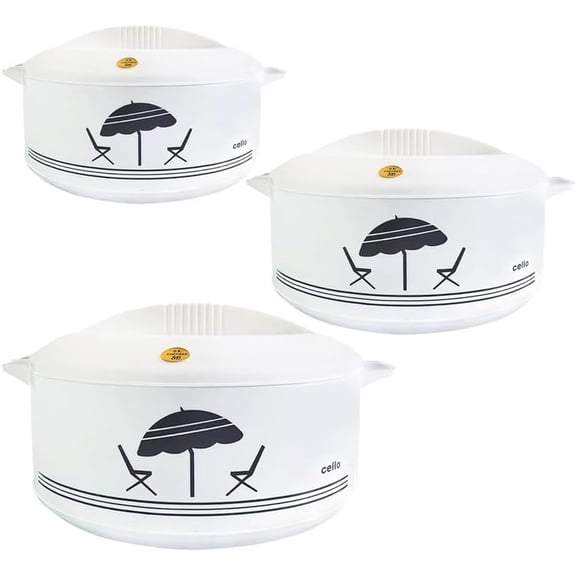 Chef Super 3 pcs Jumbo Insulated Hot Pot Casserole Gift Set 2300ml, 3300ml, 4850ml (White)$$Home Decor, Kitchen, & Other