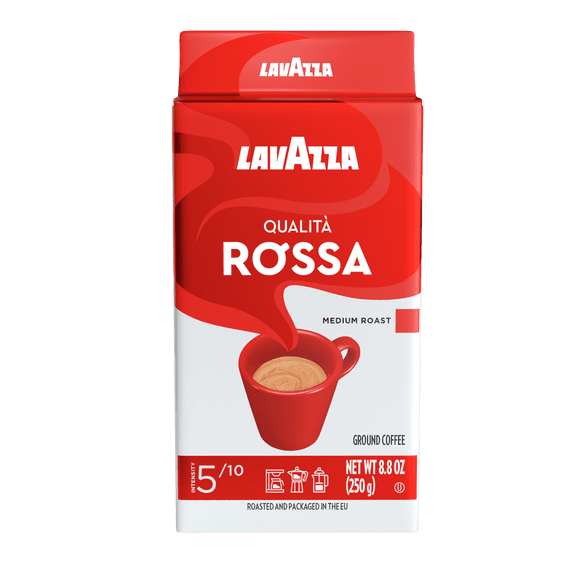 Lavazza Qualità Rossa Ground Coffee, Medium Roast, Arabica and Robusta Blend, 8.8 oz Bag