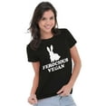thumbnail image 4 of Ferocious Vegan Herbivore Bunny Womens Fitted Plus Size Graphic Tee Brisco Brands 2X, 4 of 5