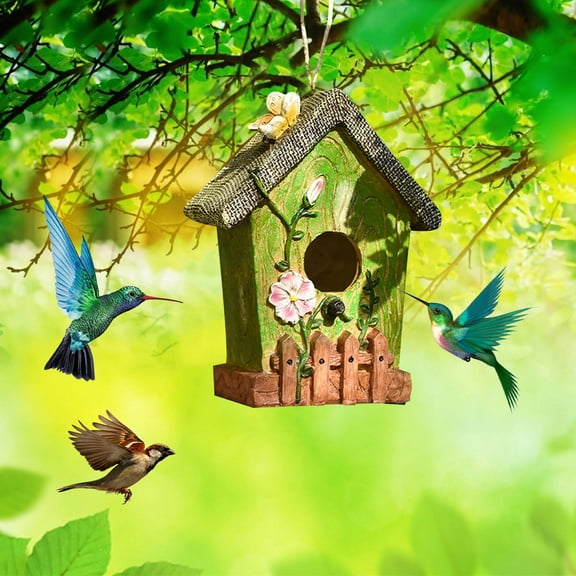 Hummingbird Houses for Outside Hanging, Natural Grass Hanging Bird Hut, Hand Woven Hummingbird Nest, Large Wren Finch Bird House for Garden Window Outdoor Home Decoration