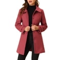 thumbnail image 1 of INSPIRE CHIC Manteaux pour Femmes Col Peter Pan Boutonnage Simple devant à Boutons Manteaux d'Hiver TG Rouge Terne, 1 of 6