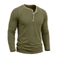 thumbnail image 4 of 100% Cotton Mens Casual T-Shirt Slim Fit Basic Henley Long Sleeve Shirts With Buttons Fashion Daily Wear Work Tops, 4 of 7
