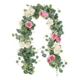 thumbnail image 1 of Guirnalda de hojas artificiales de eucalipto, hojas artificiales multifuncionales, suministros Rosa Blanco, 1 of 8
