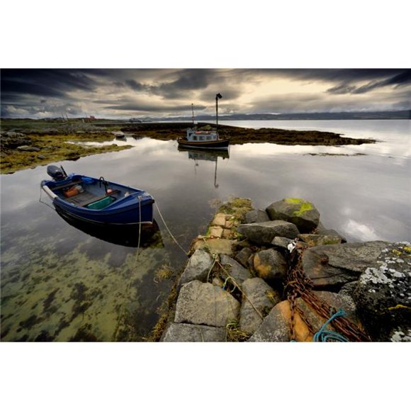 Posterazzi DPI1837911 Islay Scotland - Two Boats Anchored by A Beach Poster Print, 18 x 12