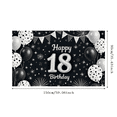 thumbnail image 3 of Black and White Themed 18th Birthday Banner with Balloon Firework Star Elements Party Decoration Backdrop for Birthday Party Photography Props Decorations Supplies, 3 of 7