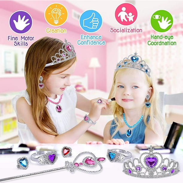 JZK Set De 5 Tiaras Y Varitas De Princesa Para Niñas – Accesorios De Disfraz Para Fiestas Y Cumpleaños