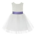 thumbnail image 2 of Ekidsbridal Girl Communion Flower Girl Dress - Knee Length Backless Ivory Lace Dress with Tiebow 206T-A (Size: S-10), 2 of 3