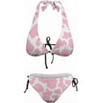 thumbnail image 5 of SKQIT Womens Cow Print 2 Piece Swimsuits Sexy Triangle Halter Thong Bikini Set Bathing Suit, 5 of 7