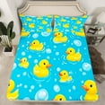 thumbnail image 2 of jejeloiu Cartoon Rubber Duck Twin Sheet Sets,Kawaii Ducks Twin Fitted Sheet,Cute Animal Flat Sheet For Girls Boys,Microfiber Bedroom Decor,3pcs, 2 of 7