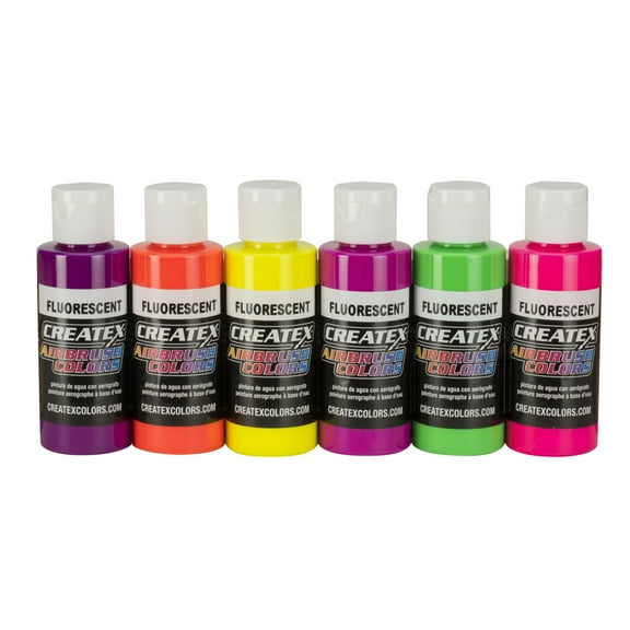 Createx Airbrush Color Set, 6-Colors, Fluorescent
