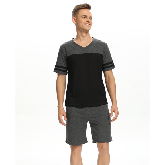 MintLimit Men's Pajama Set Short Sleeve Sleepwear Lounge Pajamas Set for Men Cotton 2 Piece Pj Sets