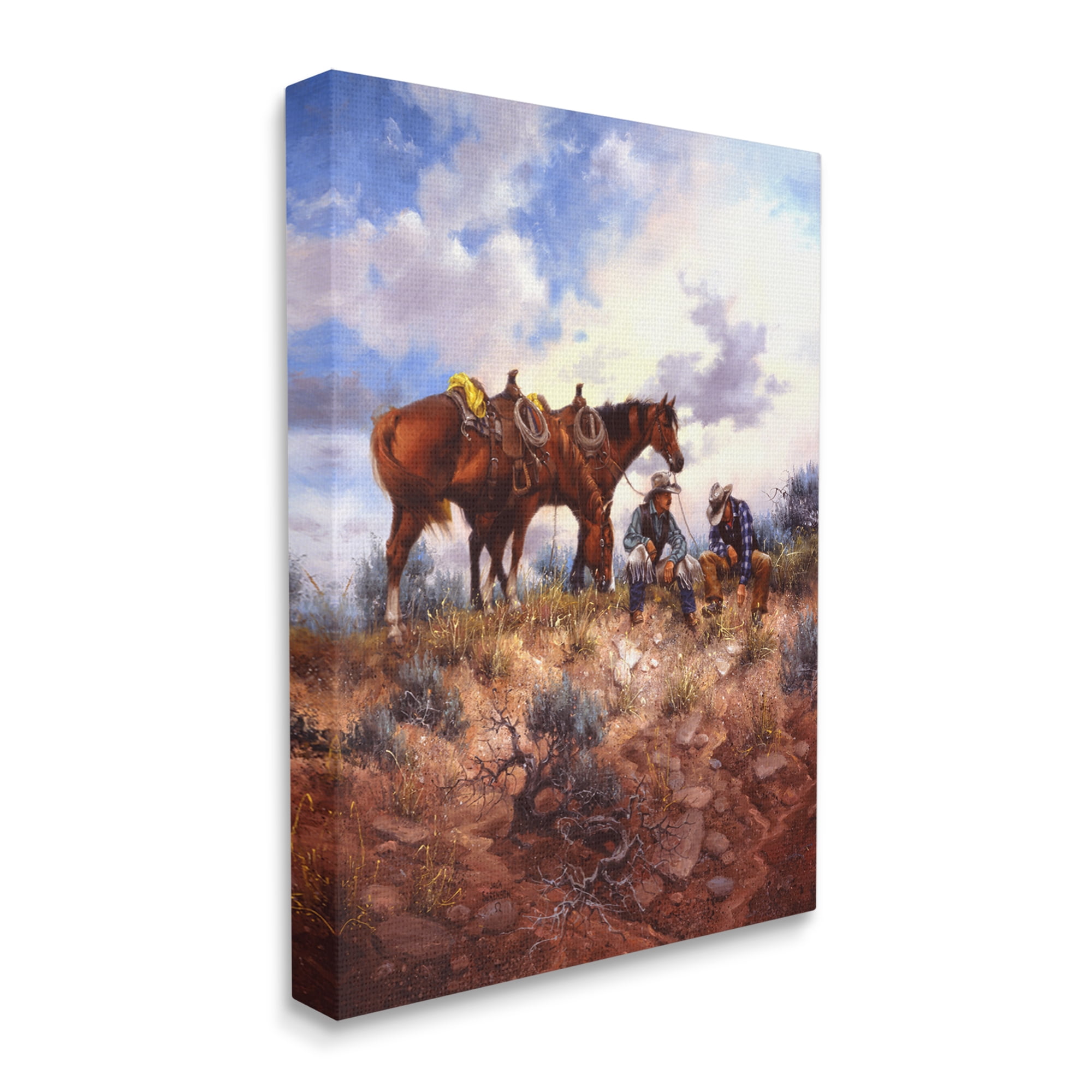 Stupell Industries Cowboys & Horses Landscape Animals & Insects Painting Gallery Wrapped Canvas Print Wall Art, 16 x 20
