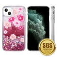 thumbnail image 4 of Liquid Glitter Case for iPhone 14 and Glass Screen Protector - Pink Flowers, 4 of 9