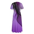thumbnail image 4 of Dorkasm Plus Size Formal Dresses for Curvy Women 3/4 Sleeve A-Line Flowy Printing Maxi Dress Pockets Purple 5XL, 4 of 4