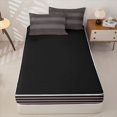 thumbnail image 4 of Castle Fairy Hippie Horizontal Stripe Zipper Twin Comforter Sets with Fitted Sheet and 2 Pillowcases,Tribal Thin Line Zipper Bedding Set,Black Pink White,Reversible, 4 of 5