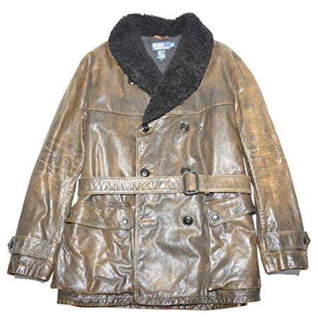 Polo Ralph Lauren Men Mcclure Rancher Leather Jacket (L, Brown)