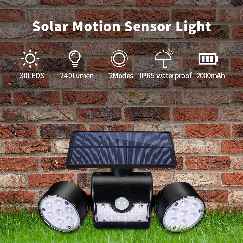 30LED Solar Motion Sensor Light Street Security Wall Lamp for Outdoor Courtyard Decor Patio Front Door Yard Garden Garage Deck