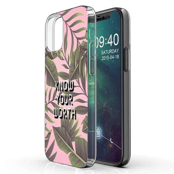TalkingCase Slim Phone Case Compatible for Apple iPhone 12 Mini, Know Your Worth Print, Lightweight,Flexible,Soft, USA