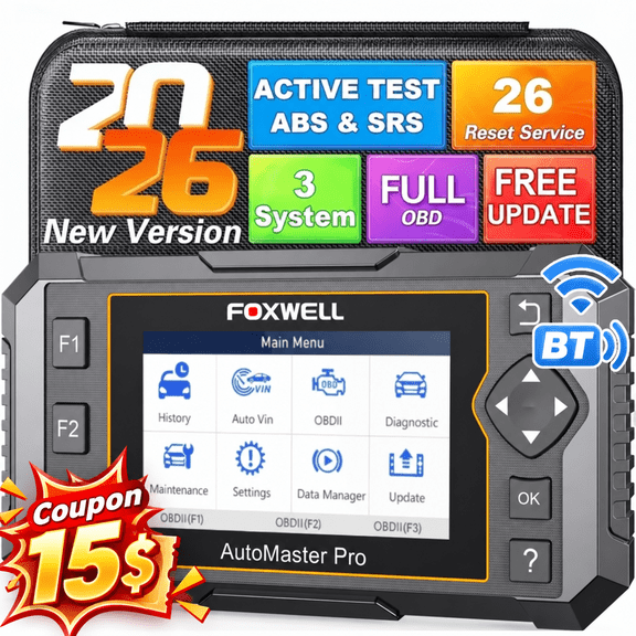 FOXWELL NT650 PRO OBD2 Scanner Car Diagnostic Bidirectional Diagnostic Scan Tool 25 Maintenance Service OBDII Car Code Reader Automotive Analyzer Lifetime Free Update via Wi-Fi
