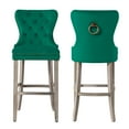 thumbnail image 3 of WestinTrends Wordford 29" Tufted Velvet Bar Stool (Set of 2), Antique Gray/ Dark Green, 3 of 11