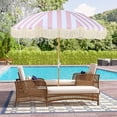 thumbnail image 3 of Pink and White Stripped Hexagon Patio Umbrella, 3 of 7