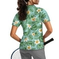 thumbnail image 2 of COEQINE Women 1/4 Zip Golf Shirts Soft Lightweight 1/4 Zip Polo Shirts Plumeria and Leaf Print Short Sleeve Golf Tops Pullover Moisture Wicking Workout Athletic Tops, 2XL, 2 of 7