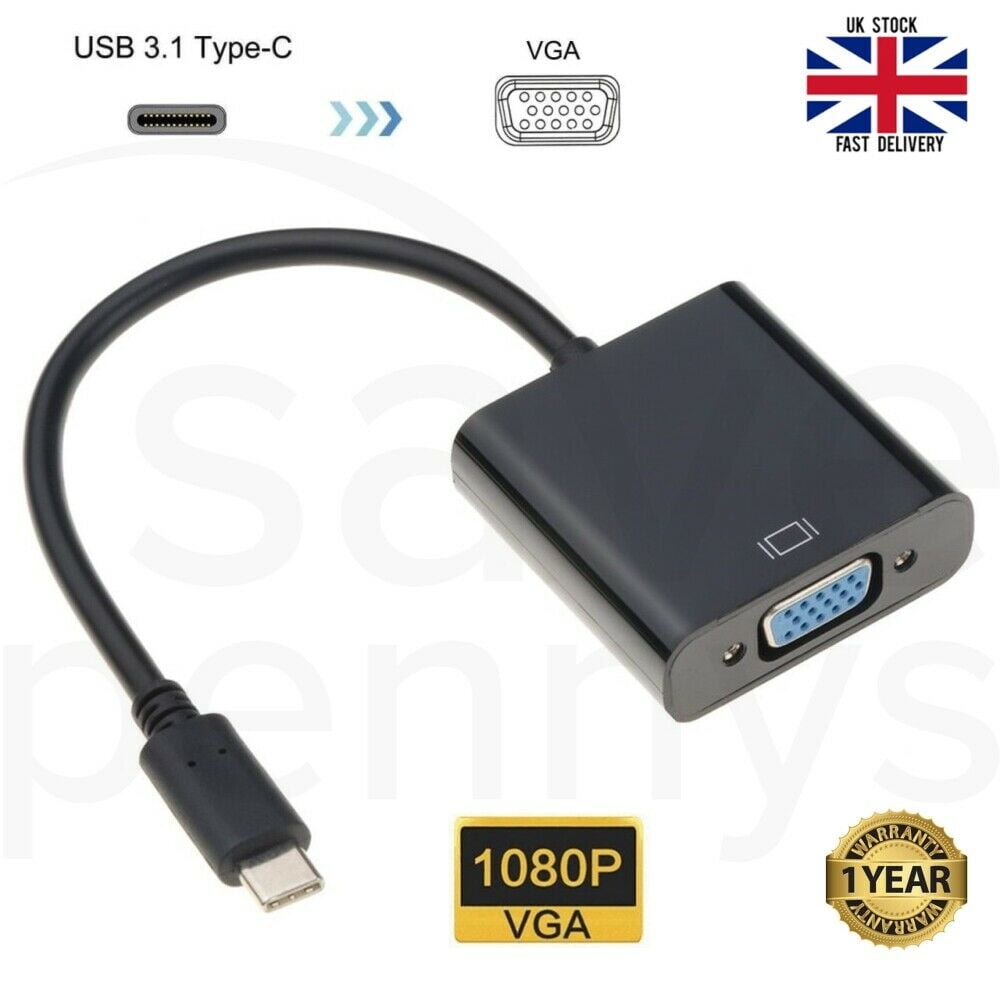 Låne Revisor Forladt Leeten USB 3.1 Type C to Vga Monitor Projector Cable Adapter for Macbook  Chromebook Hd,Black - Walmart.com