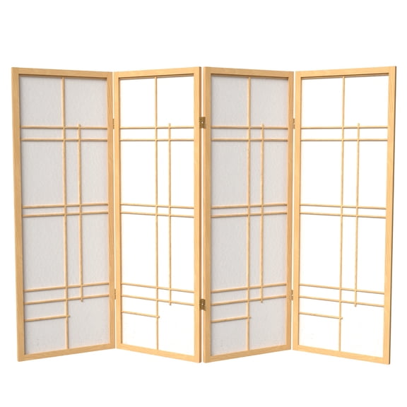 4 ft. Tall Japanese Style Eudes Lattice Folding Screen - Natural - 4 Panels