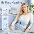 thumbnail image 3 of Portable Cordless Heating Pad for Period Cramps, 6 Heat Setting, 6 Massage Modes, Gifts for Women Her Birthday Christmas Blue, 3 of 12
