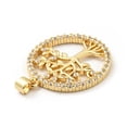 thumbnail image 3 of 10pcs Rack Plating Brass Micro Pave Cubic Zirconia Pendants Long-Lasting Plated Lead Free & Cadmium Free Round Ring with Tree of Life Real 18K golden Plated 28.5x25x2.5mm Hole: 3.5x4mm, 3 of 3