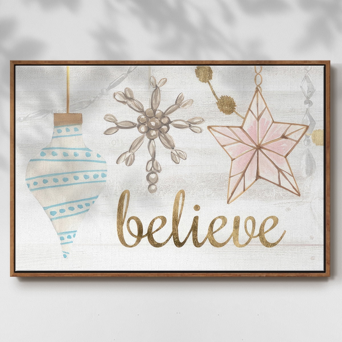 Elegant Ornaments Collection A - Framed Gallery Wrapped Holiday Canvas - 25 x 37 - Rosewood Frame