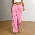 thumbnail image 5 of Wide Leg Trousers Women Lightweight Ruched Elastic Waist Comfy Pants with Pockets Summer Loose Pants for Women, 5 of 8