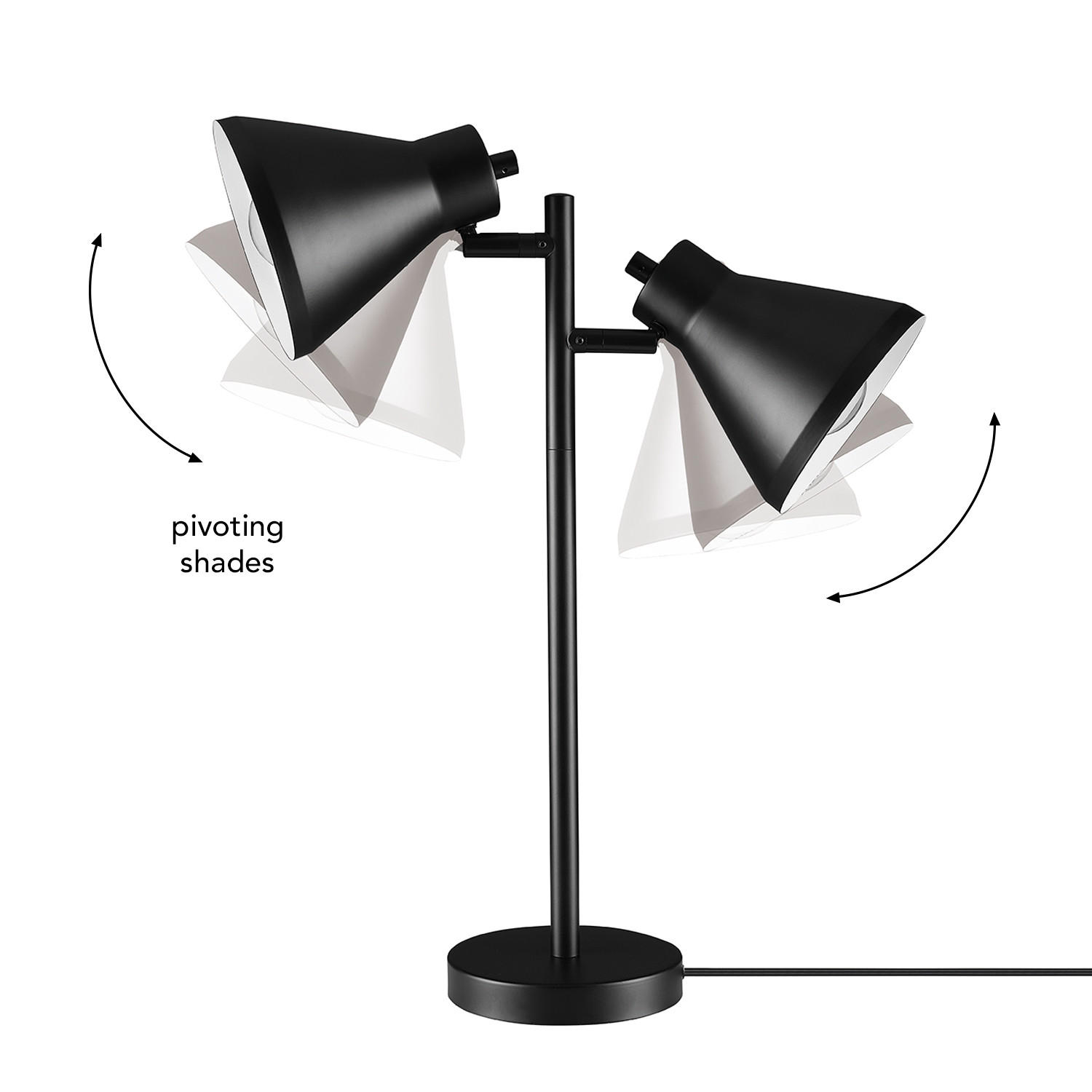 Novogratz x Globe Electric 18" Matte Black 2-Light Desk Lamp with Rotary Switch