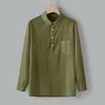 thumbnail image 4 of LYXSSBYX Men's Performance Long Sleeve Shirt Moisture Wicking Crew T-Shirt Baggy Cotton Linen Solid Pocket Turn-down Collar Tops, 4 of 8