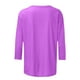thumbnail image 5 of Blusas Umfun para mujer, cuello redondo liso, manga 3/4, blusa informal versátil, color morado, talla L, 5 of 5
