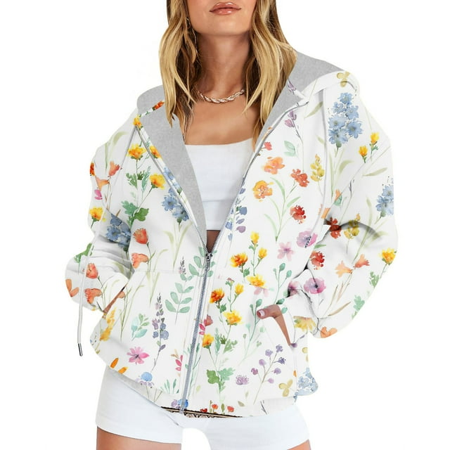 Puntoco Mujer Moda Impreso Blusa Manga Larga Tops Sudadera Bolsillos Con Capucha Puntoco Puntoco-1