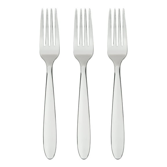 Mainstays Breck Stainless Steel Everyday Dinner Fork, 3 Piece Set, Silver