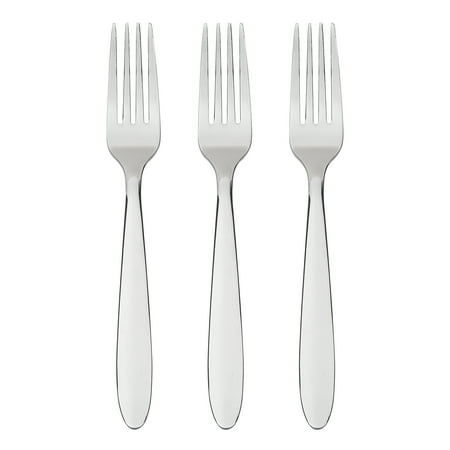 Mainstays Breck Stainless Steel Everyday Dinner Fork, 3 Piece Set, Silver