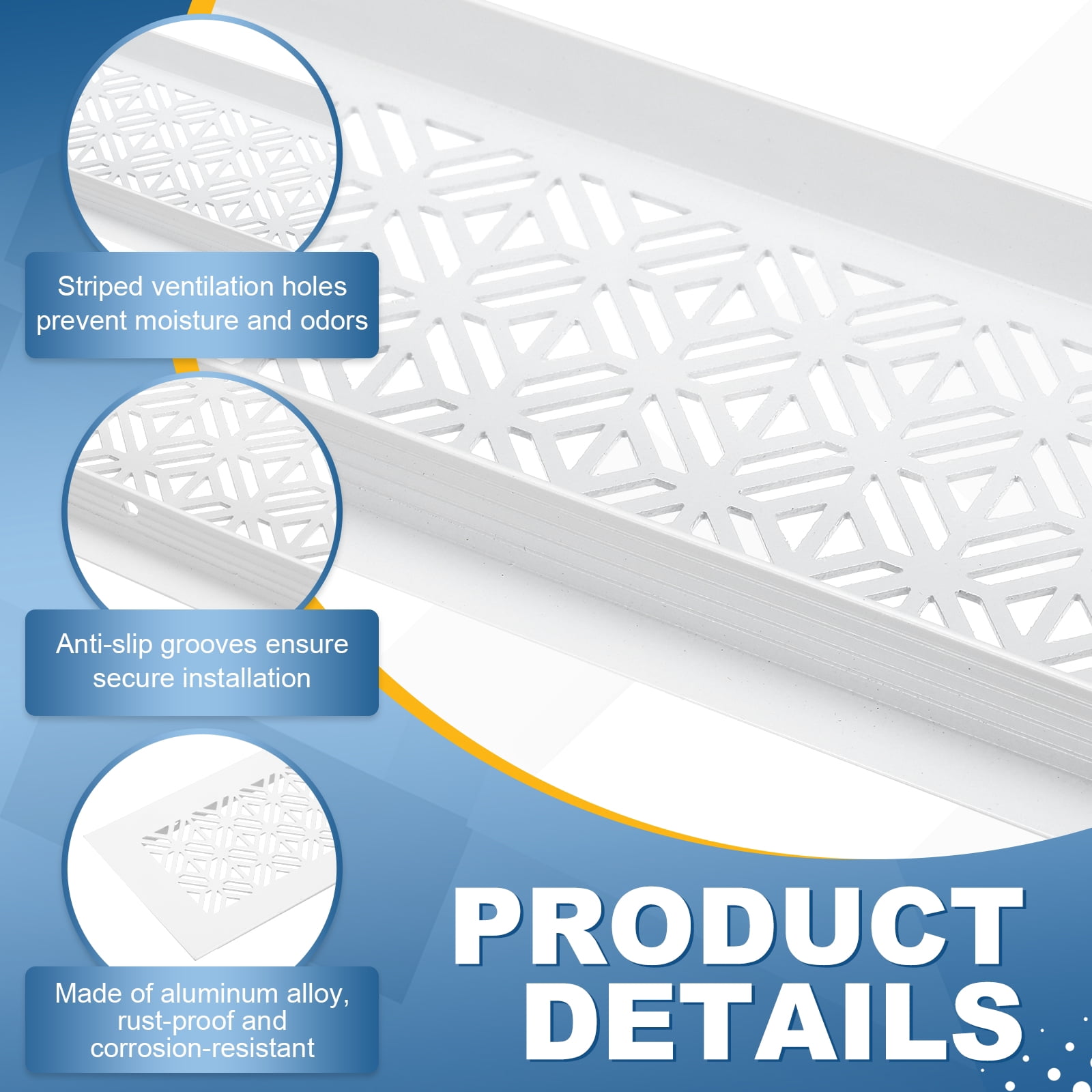 Uxcell 8 x 3 Inch (Duct Openings) Air Vent Cover, 4Set Aluminum Grille Ventilation Cover Louvered with Mounting Screws for Cabinet Wardrobe Door, White (10 x 3 Inch Outer Size)