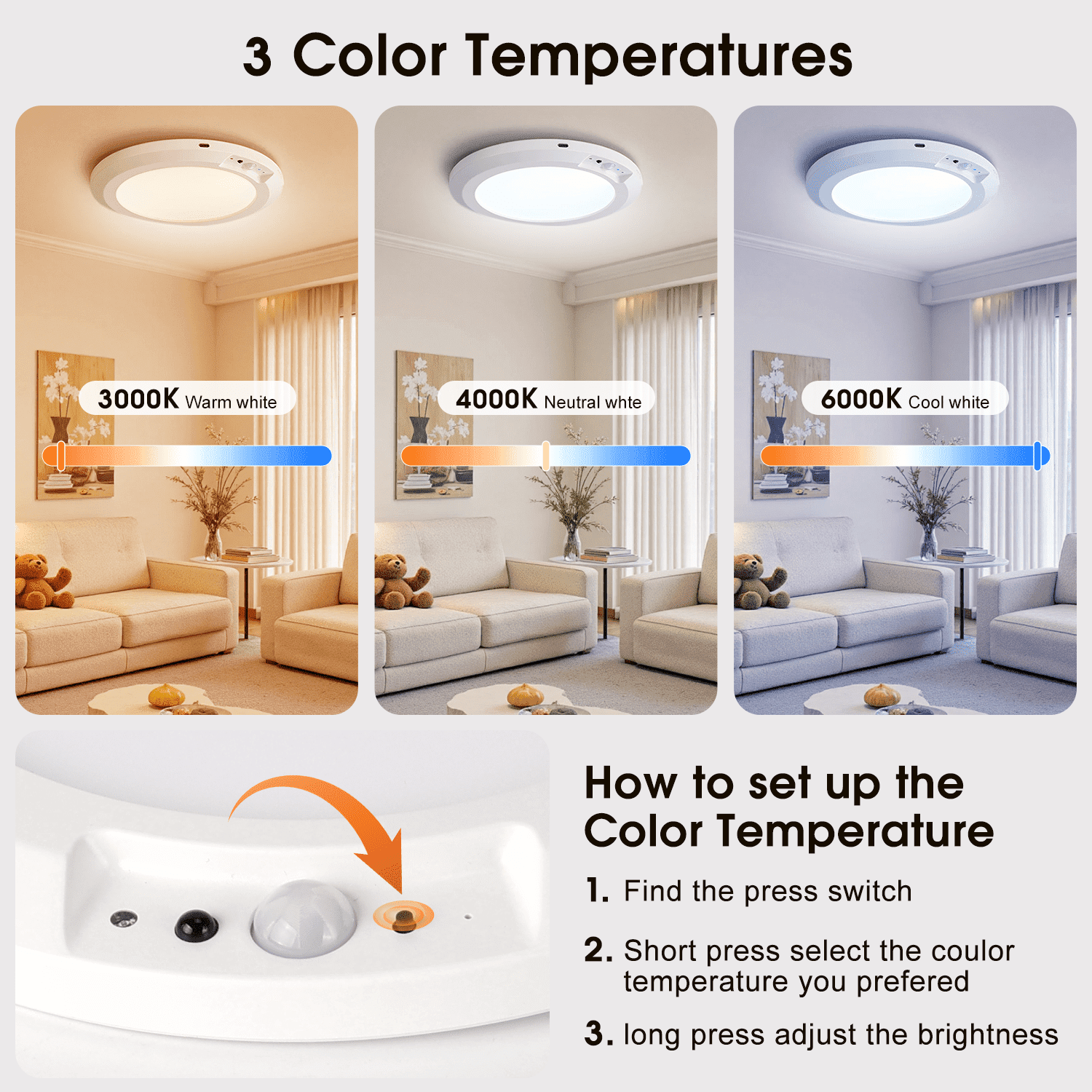 Merryhome Motion Sensor LED Ceiling Light 7 inch, Rechargeable Wireless Light with Remote Control for Closet, Hallway and Stairway
